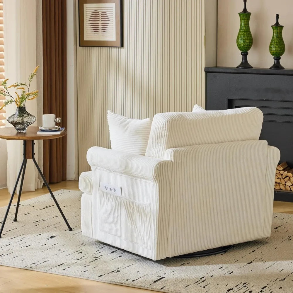 Oversized Swivel Accent Chair 39 Inch Wide Corduroy Barrel