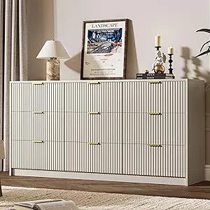 Black Dresser 9 Drawer Modern Chest for Bedroom Living Room