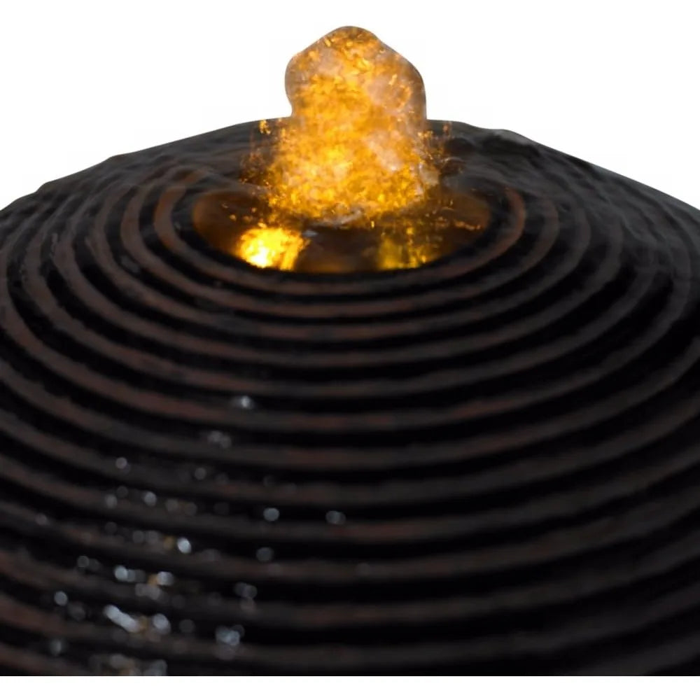 Modern Zen Outdoor Water Fountain with LED Light for Garden