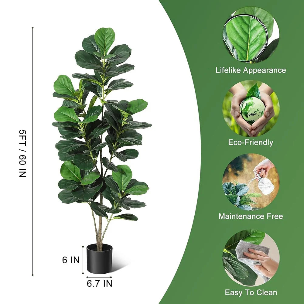 HiMISSCN Faux Fiddle Leaf Fig Tree For Home Decor Indoor