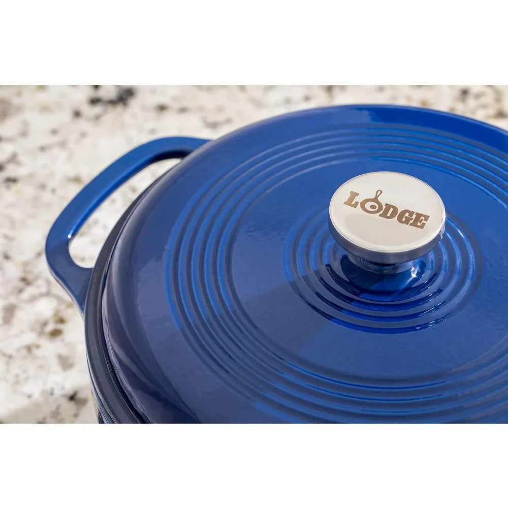 Indigo 6 Quart Enameled Cast Iron Dutch Oven With Lid