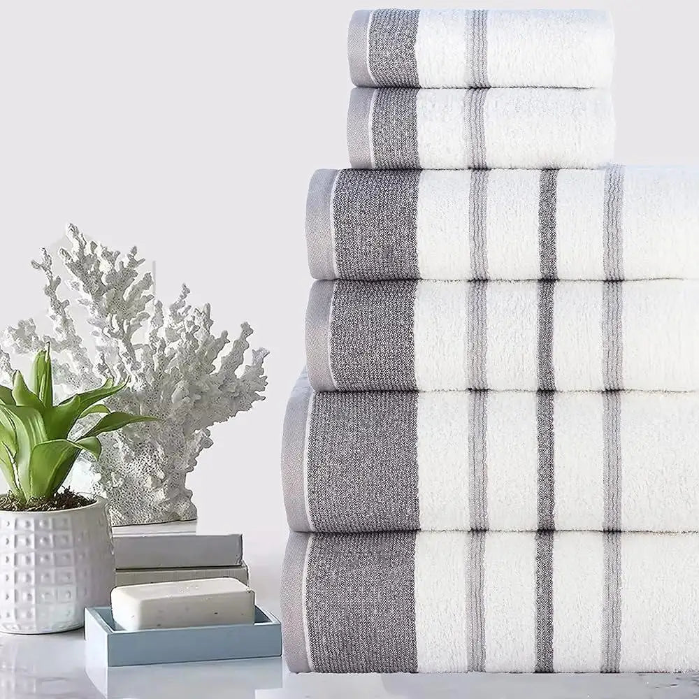 6 Pieces Cotton Towel Set Super Absorbent Bath Towels