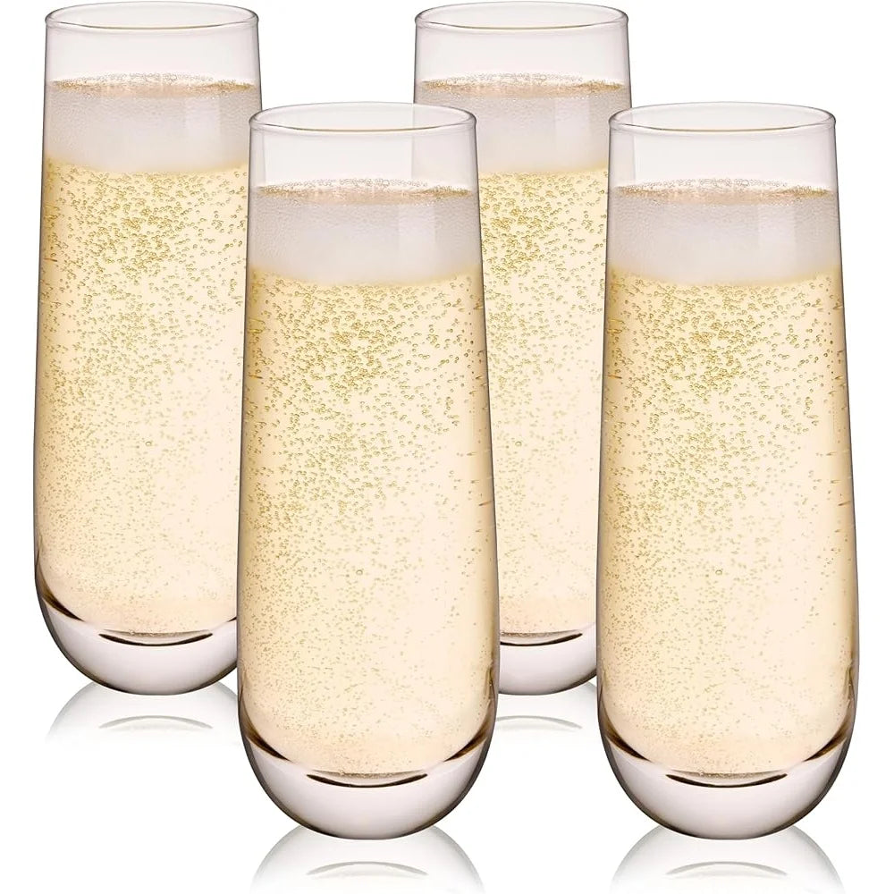 Stemless Champagne Flutes For Wine Prosecco Cocktail Gift