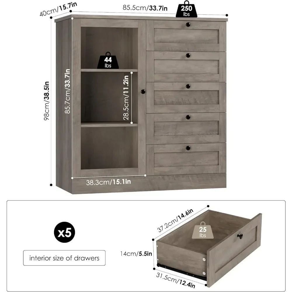Modern Wood Storage Cabinet With Drawers For Living Room