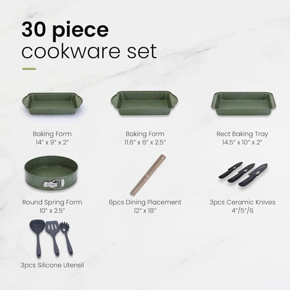 30 Piece Nonstick Cookware Set Pots And Pans Granite