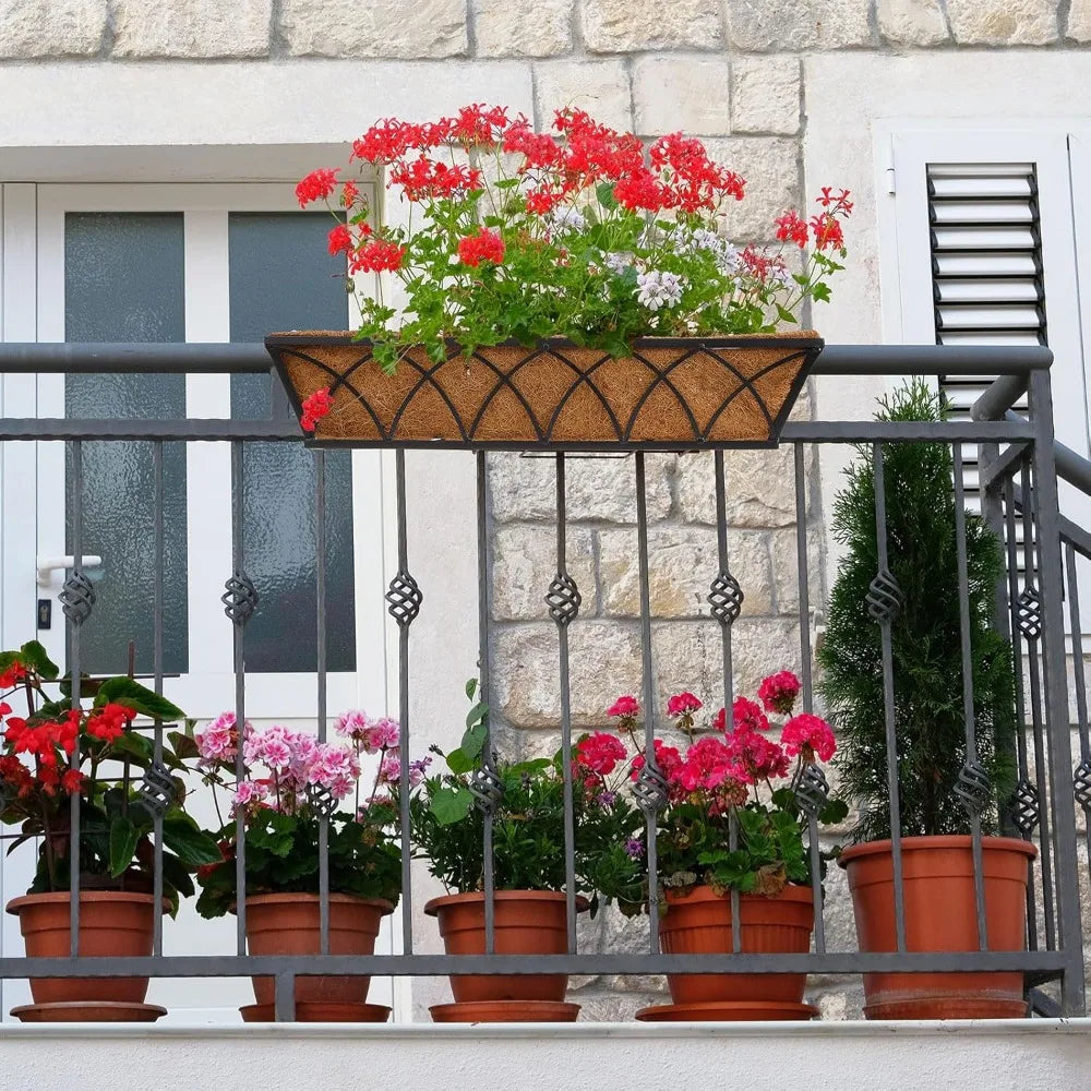 Ferraycle 12 Pcs 30 Inch Window Deck Railing Planters Black