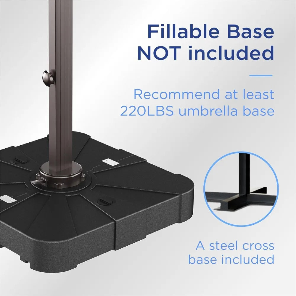 Patio Cantilever Umbrella With 360 Degree Rotation Windproof
