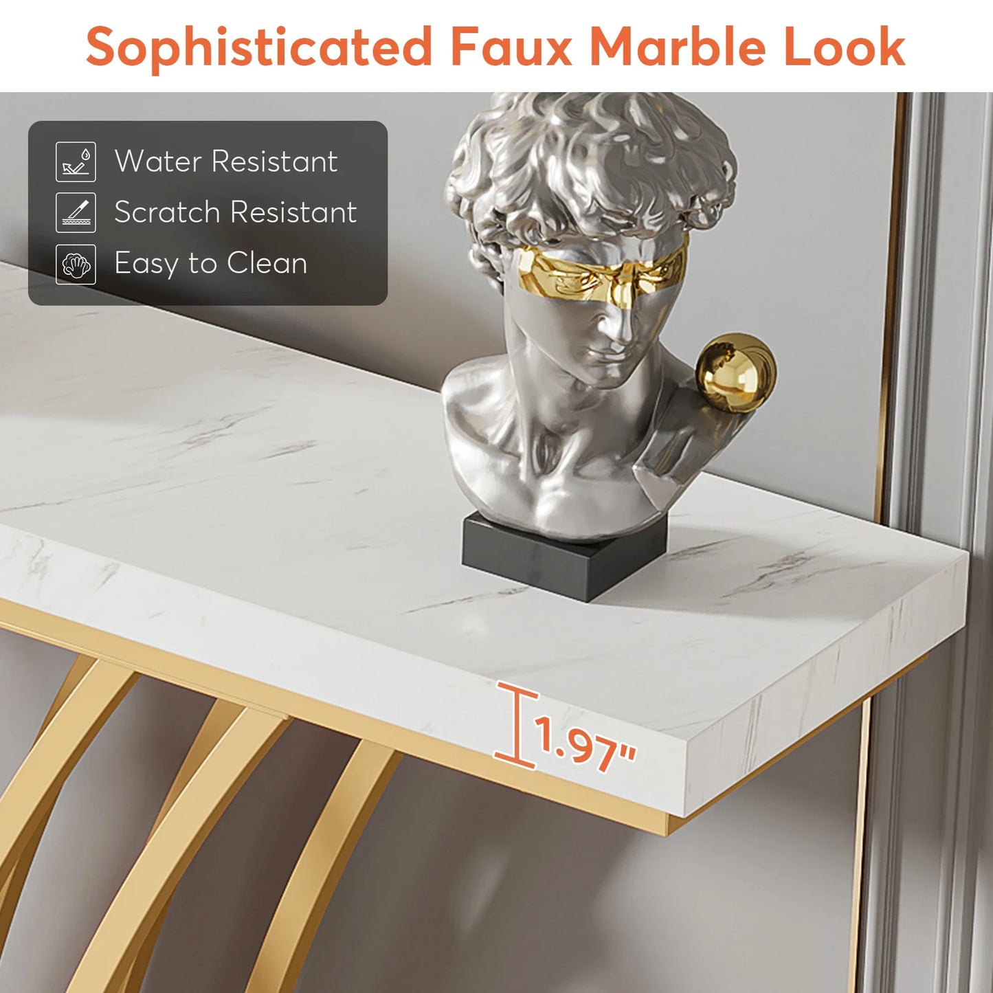 Tribesigns 59 Inch Gold Console Table Grid Base For Entryway