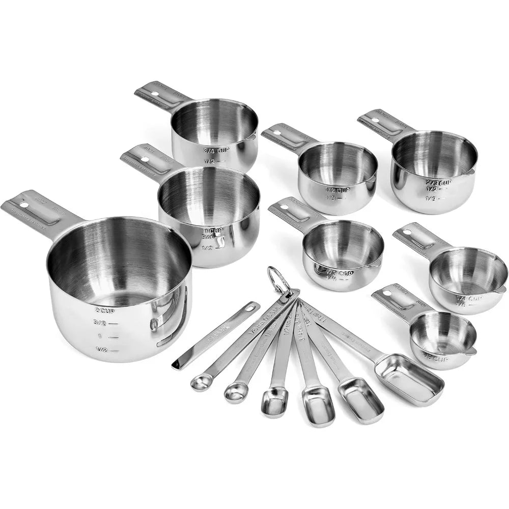Hign Concerned Stainless Steel Measuring Cups Spoons 15Piece