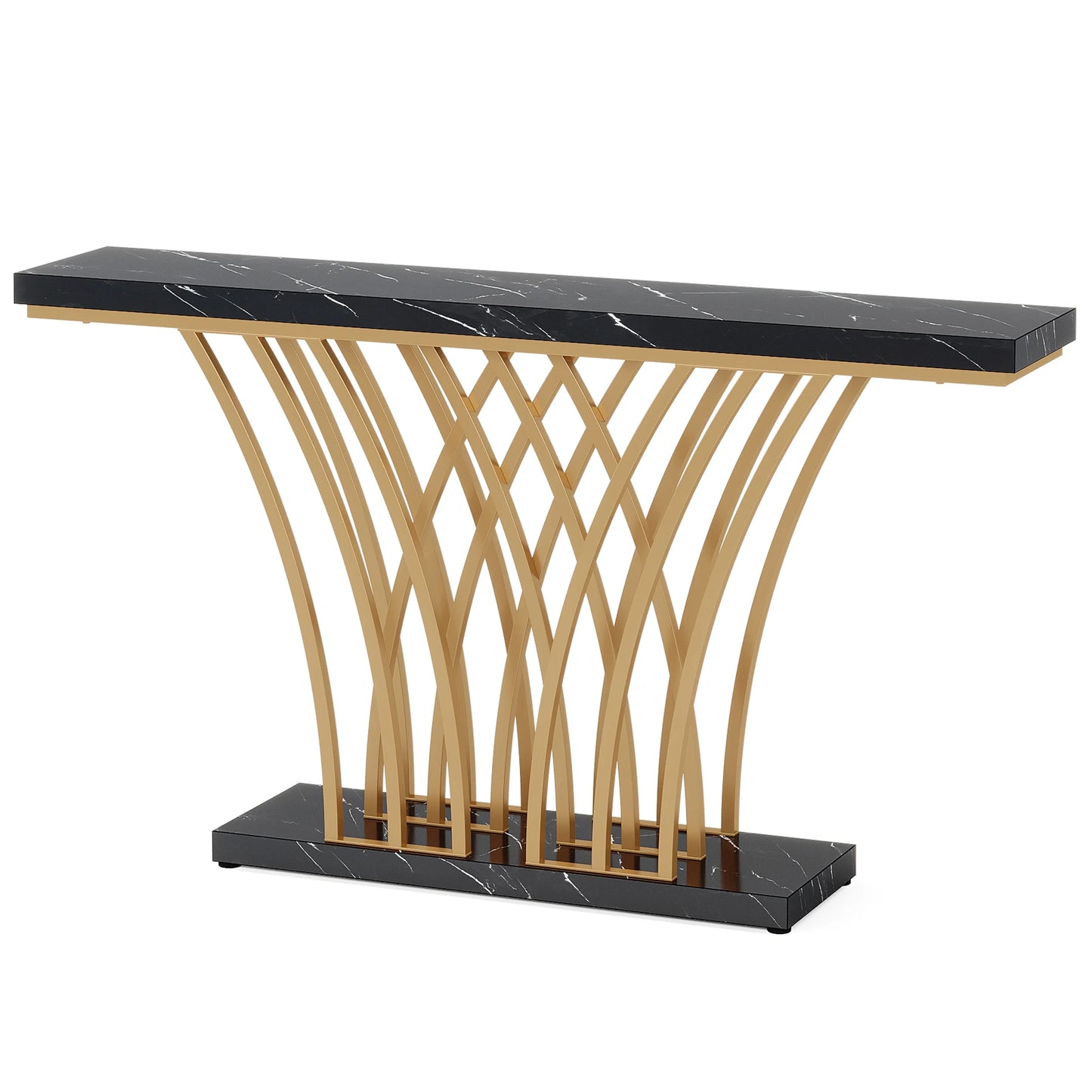 Tribesigns Gold Console Table Modern Entryway Grid Base