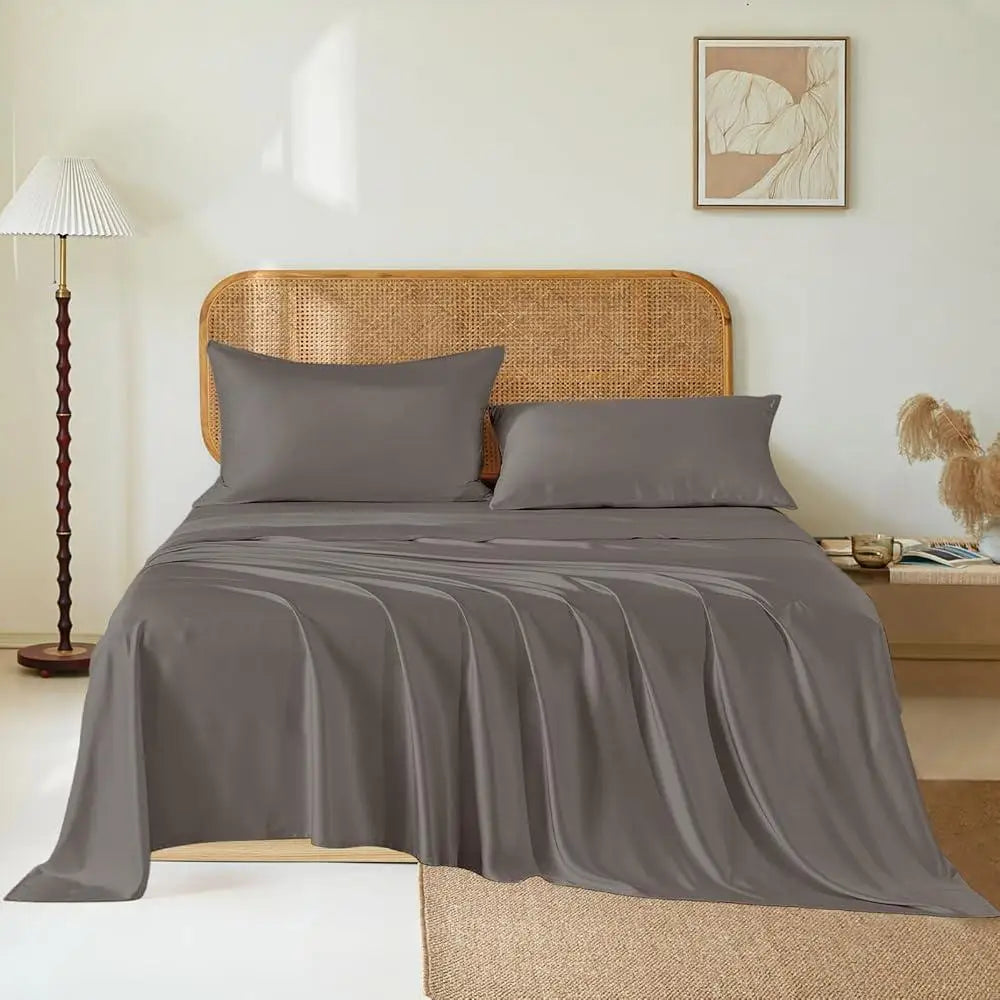 Luxury Mulberry Silk Bed Sheet Set 4 Pieces Deep Pocket