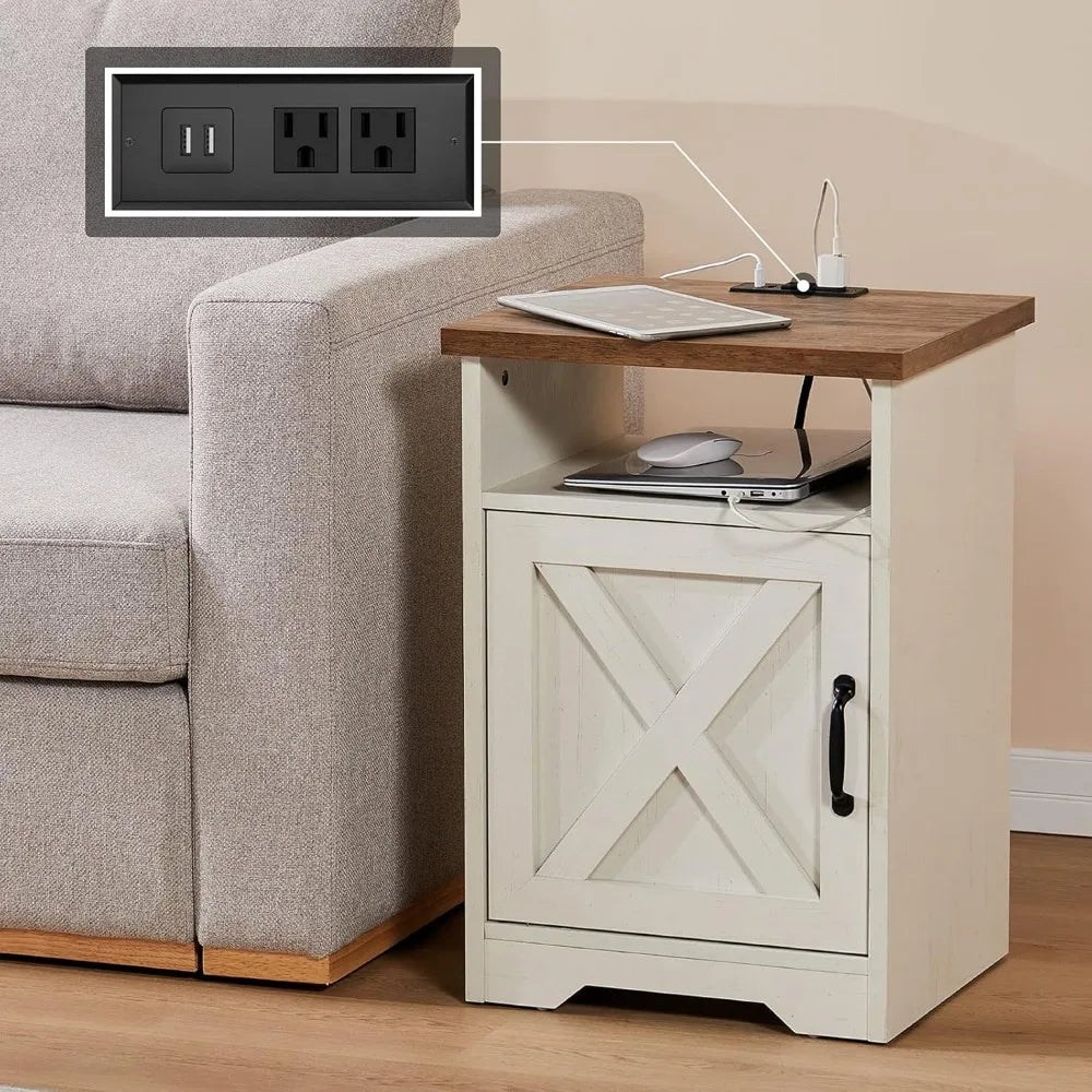 Farmhouse 3-Piece Living Room Table Set with USB Charging