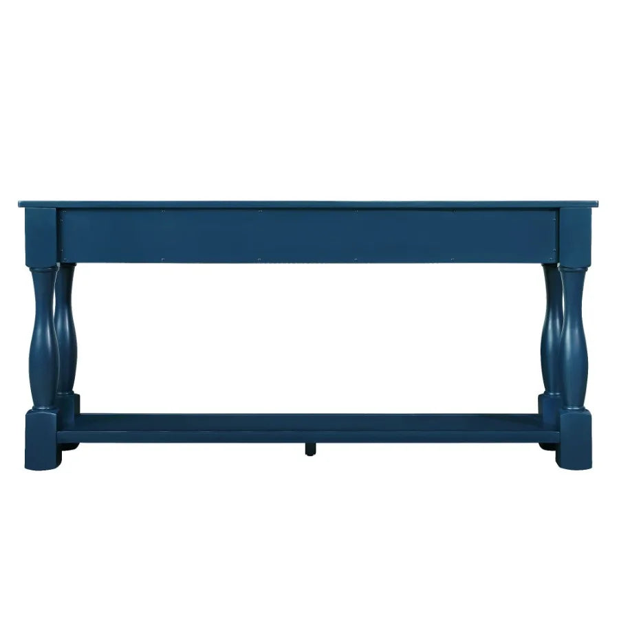 63 Inch Long Wood Console Table With 3 Drawers Navy Blue