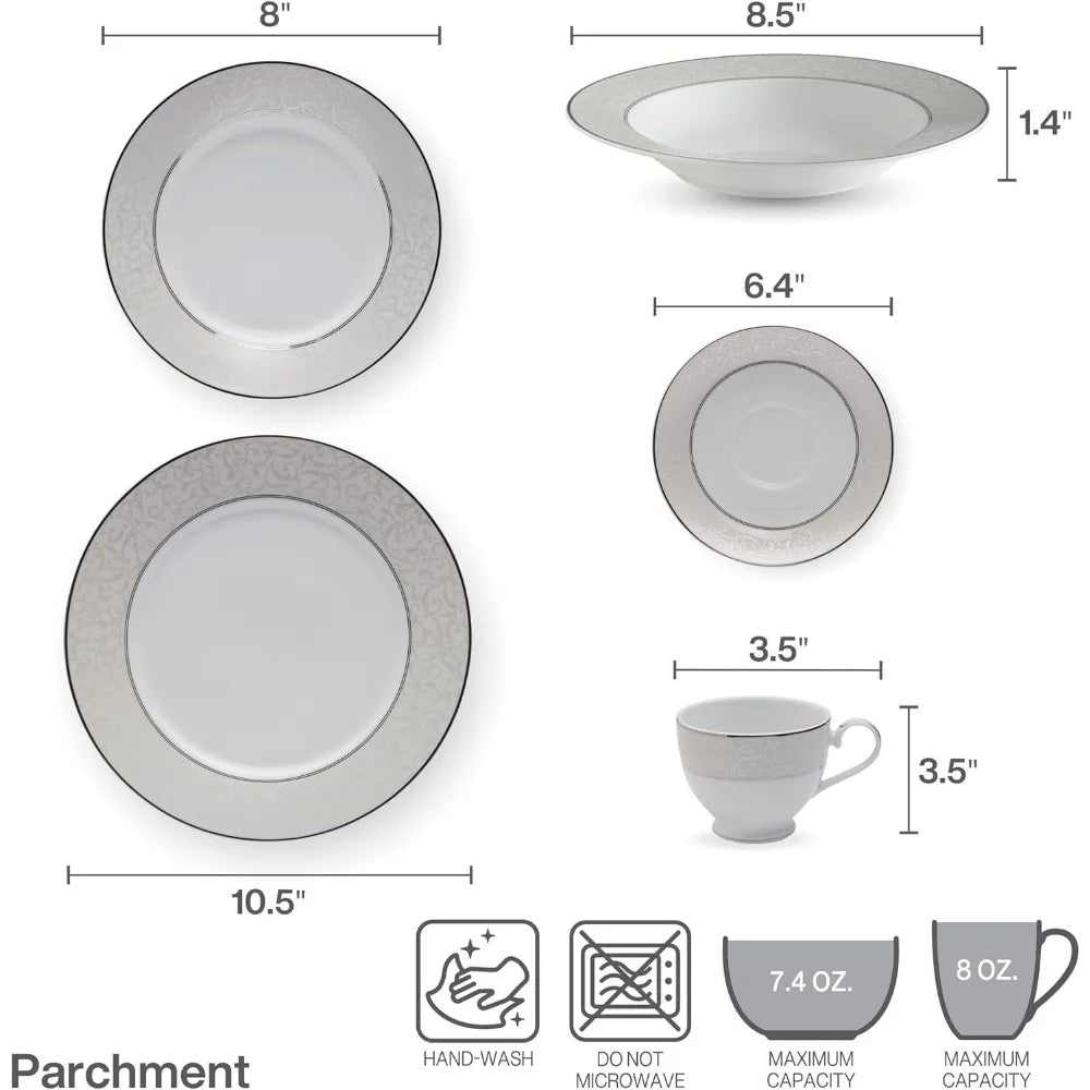 Home Parchment Dinnerware Set 40 Piece Service For 8