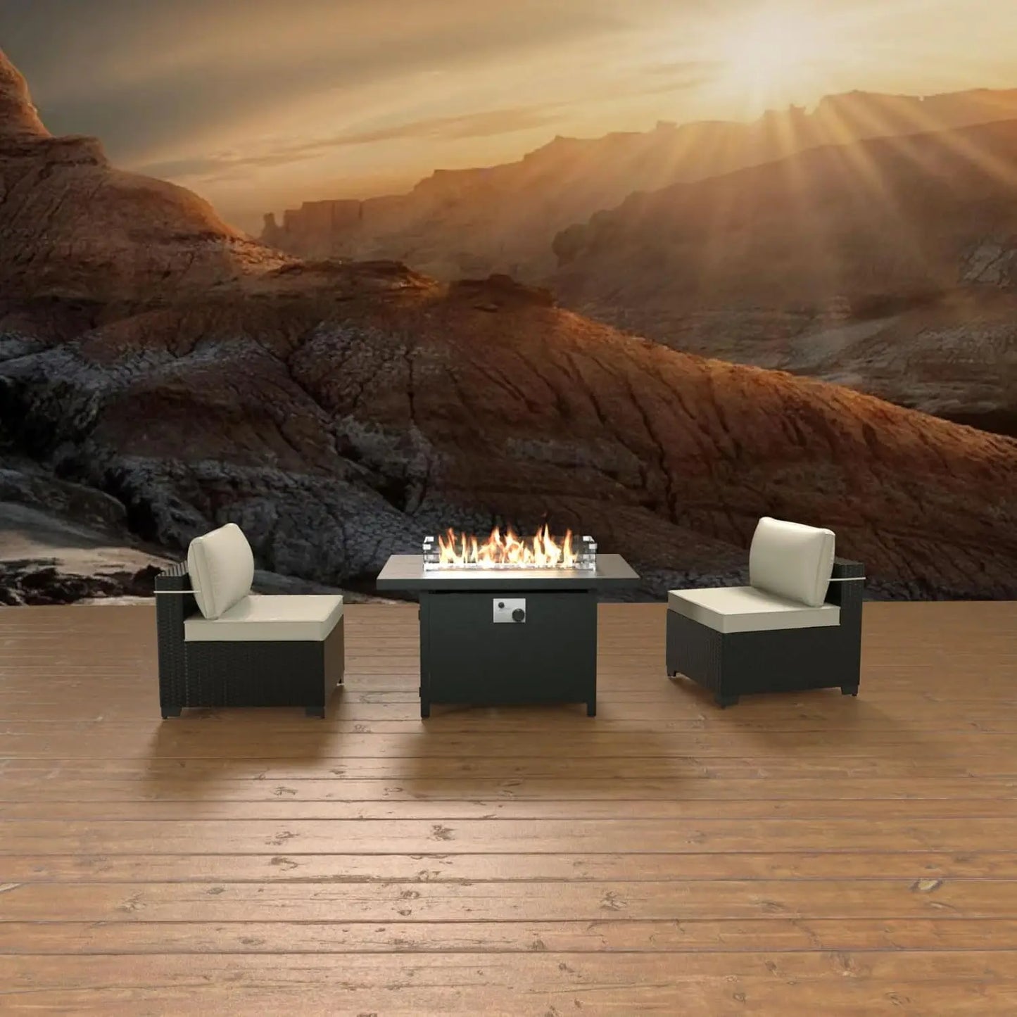 43 Inch Propane Fire Pit Table with Waterproof Cover and High BTU Output