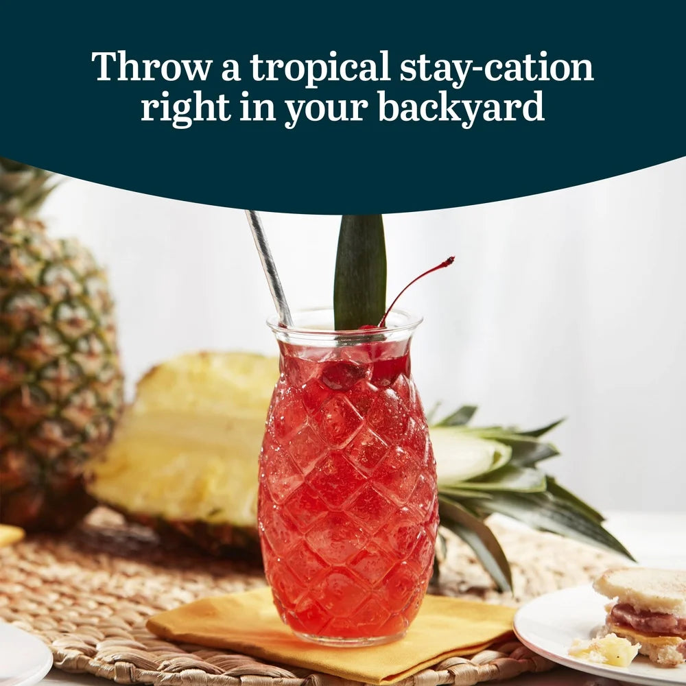 Tiki Pineapple Glasses Set of 4 for Tropical Cocktails