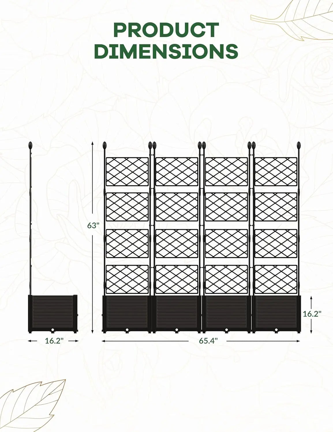 Plastic Plant Box with Metal Trellis for Outdoor Privacy
