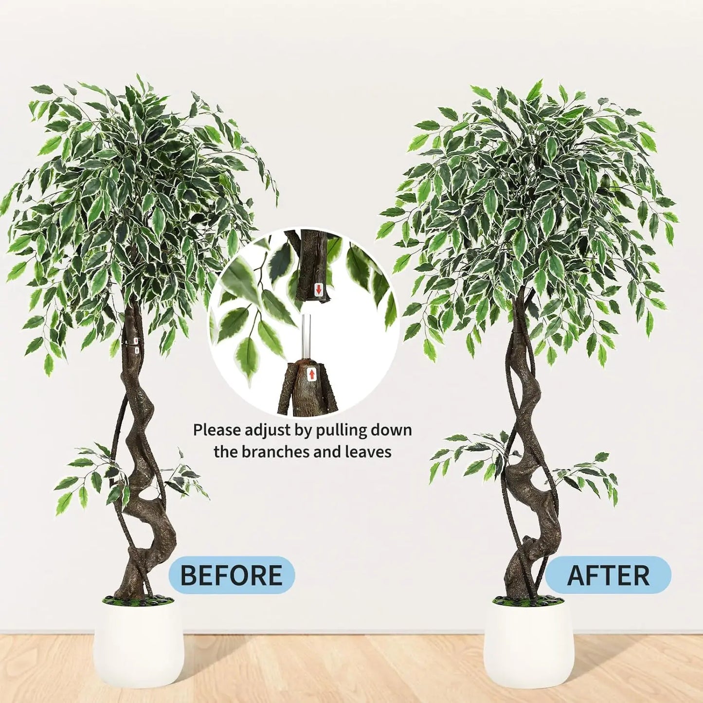 HiMISS Artificial Ficus Tree Indoor Outdoor Decor Moss