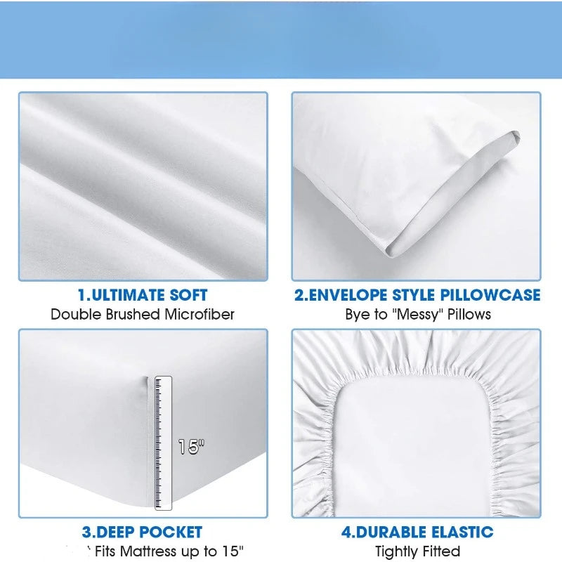 Luxury King Bed Sheets Set Super Soft 1800 Thread Count