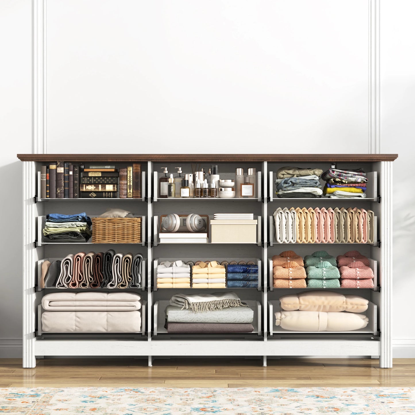 Large 12 Drawer Wooden Dresser for Stylish Bedroom Storage