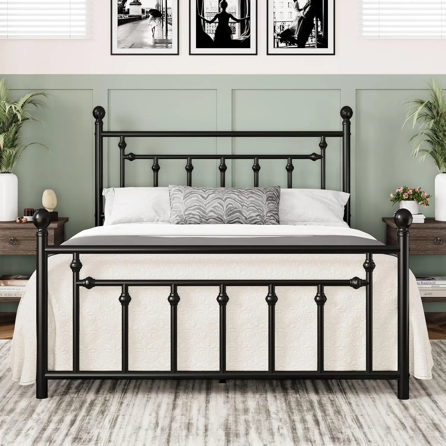 Queen Size Bed Frame with Storage Easy Assembly and Noise Free