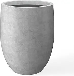 Modern Snow White Concrete Tall Planter with Drainage Hole