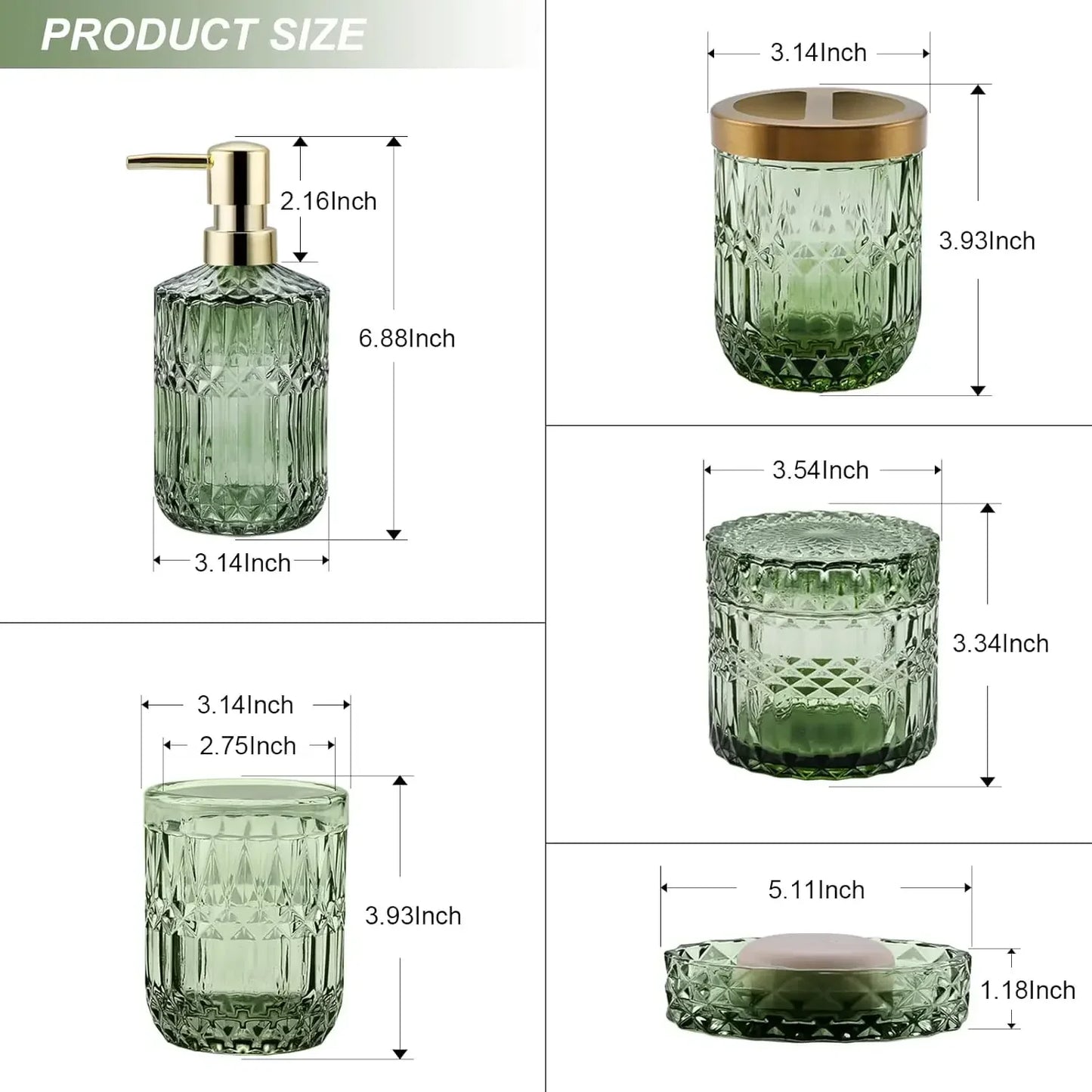 Clear Glass Bathroom Accessory Set for Modern Countertop Decor