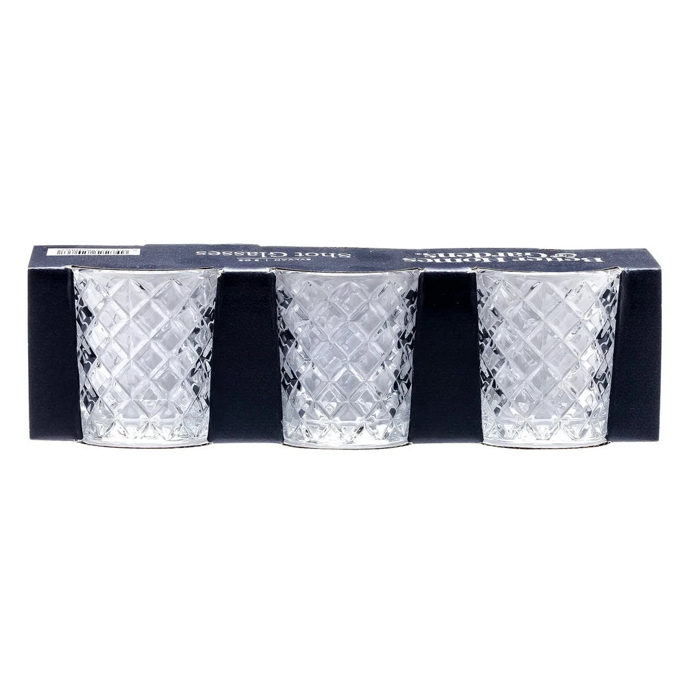Clear Diamond Cut Shot Glasses Set Of 6 3 Oz Dishwasher Safe