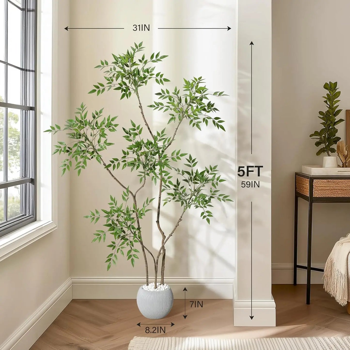 HiMISSCN Nandina Artificial Tree Floor Plant for Home Decor