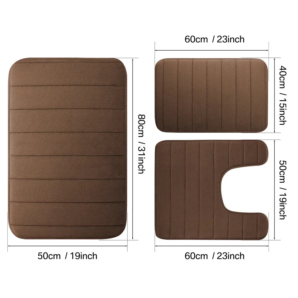 Black Memory Foam Bath Mat Soft Non-Slip Comfort