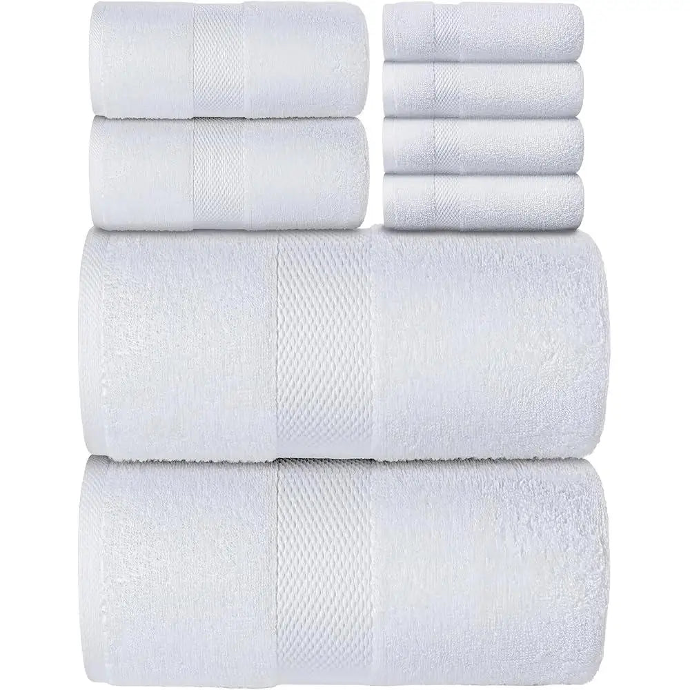 Luxury 8 Piece Turkish Cotton Bath Towel Set Fast Drying