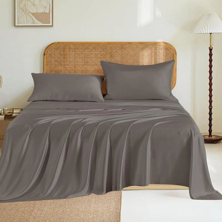 Luxury Mulberry Silk Bed Sheet Set 4 Pieces Deep Pocket