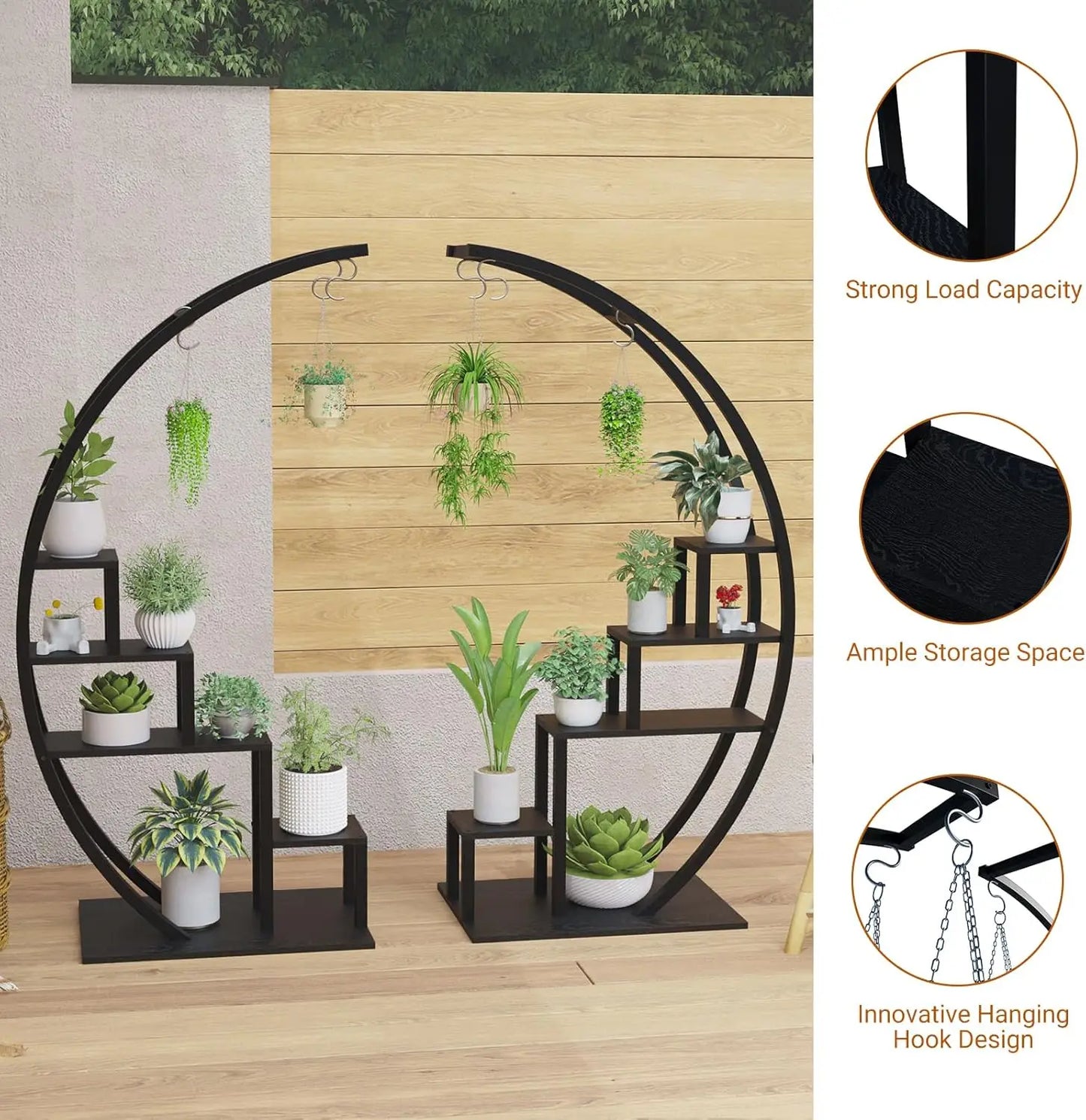 5-Tier Metal Plant Stand Set for Indoor Garden