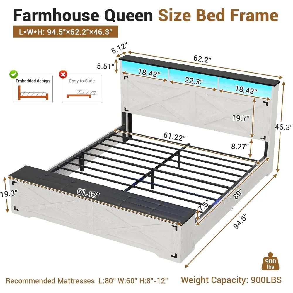 Hasuit Bed Frame With Storage Ottoman And Charging Station