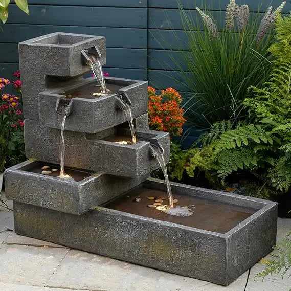 Modern Tiered Water Fountain for Outdoor Garden Elegance