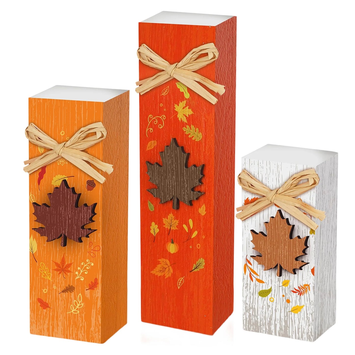 Rustic Autumn Tabletop Decor Set Standing Blocks Signs