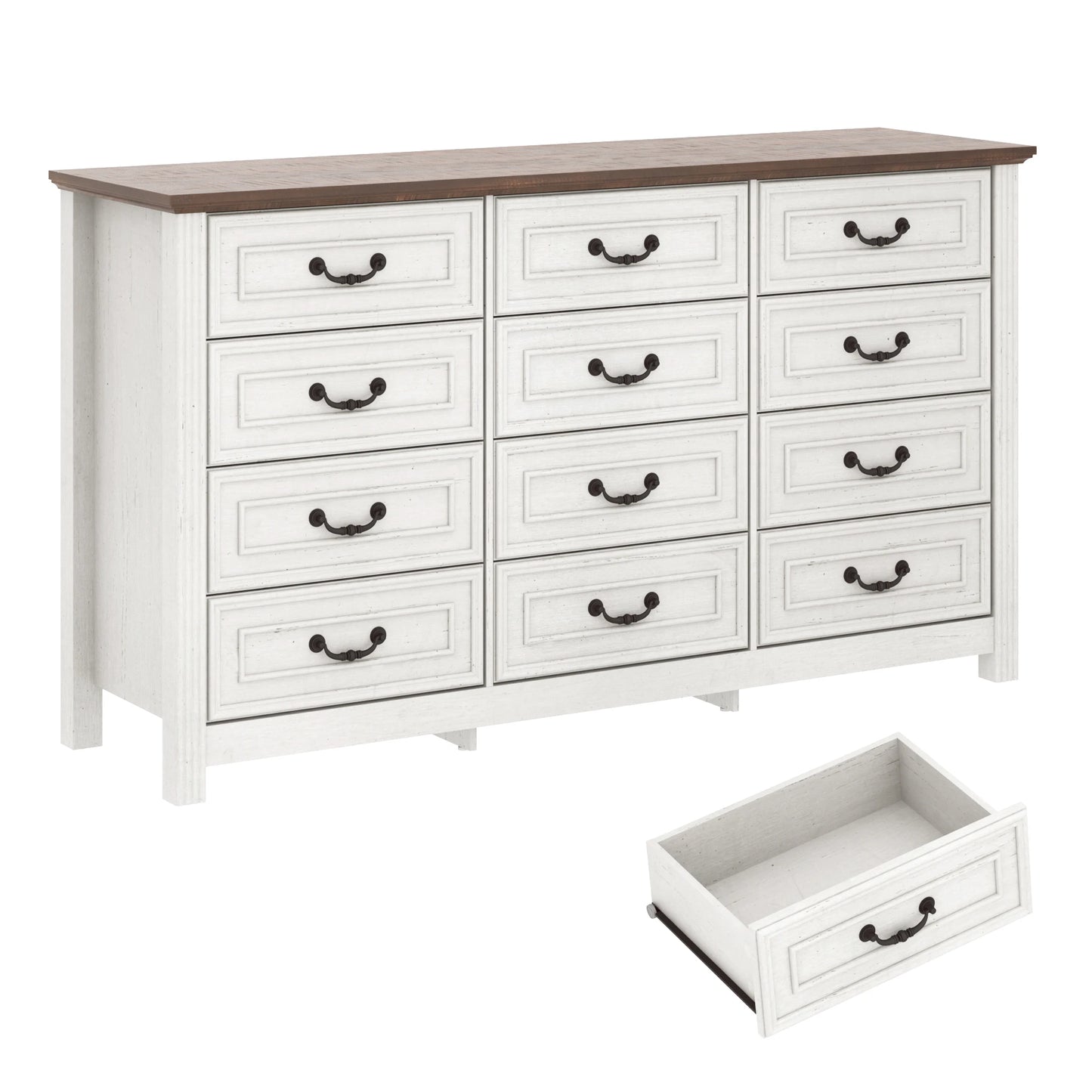 Large 12 Drawer Wooden Dresser for Stylish Bedroom Storage