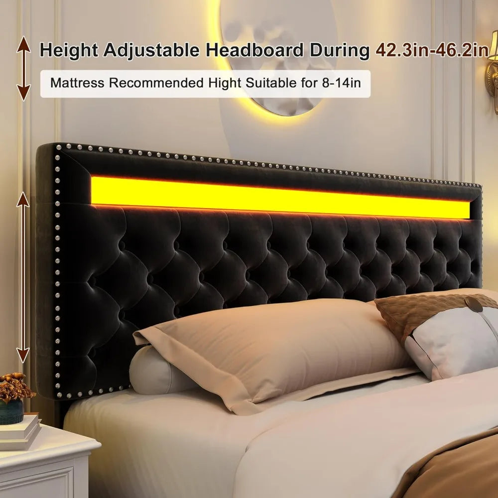 Led Bed Frame With 4 Storage Drawers And Smart Lights