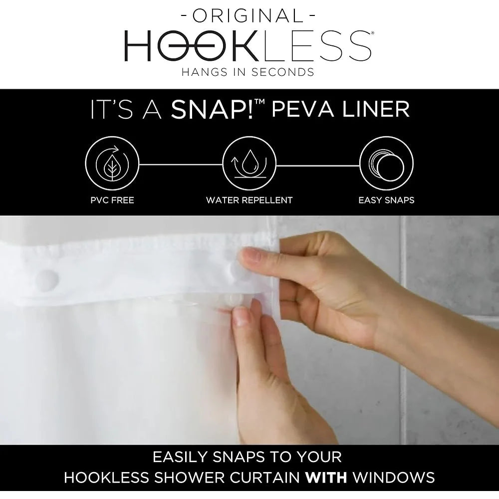 3 In 1 Shower Curtain Window Snap In Liner Flex On Rings