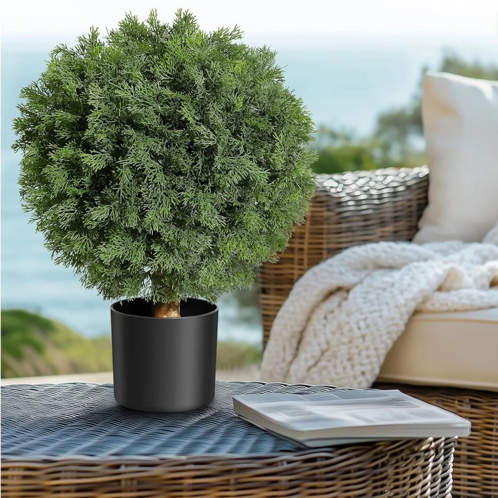 HiMISSH Cedar Topiary Balls In Pots For Front Door Decor