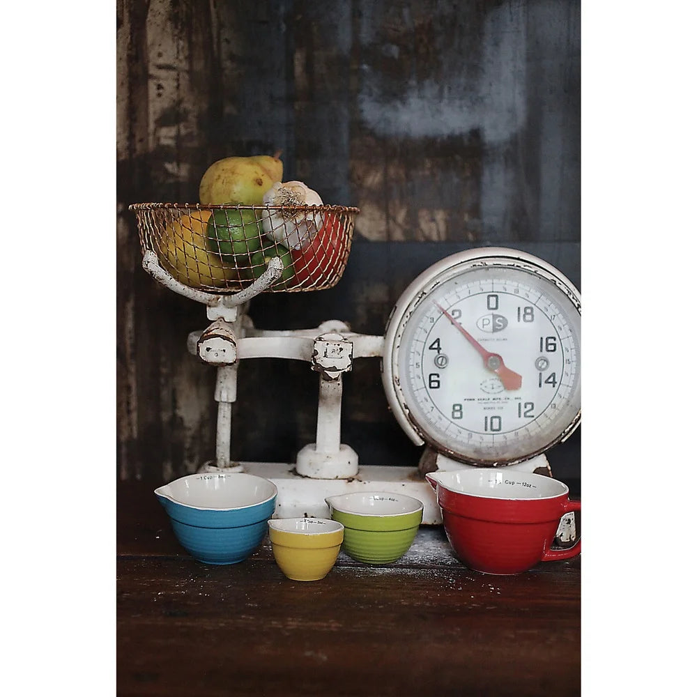 Bowl Shaped Measuring Cups Set Of 4 Stoneware Stackable