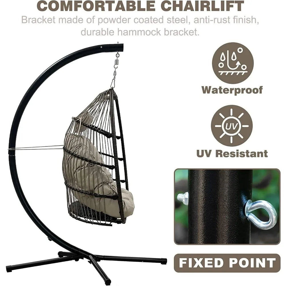 Outdoor Egg Swing Chair with Stand for Relaxation