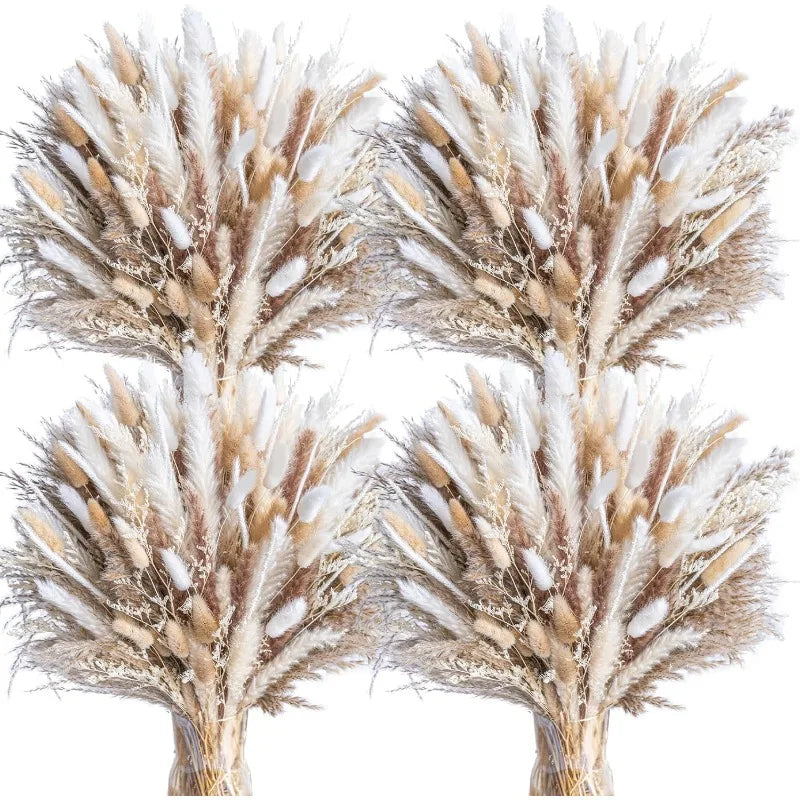 Natural Dried Pampas Grass Bouquet 440 Pcs Boho Home Decor
