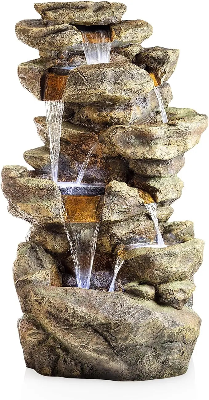 51 Inch Outdoor Fountain with LED Lights for Stunning Garden Decor