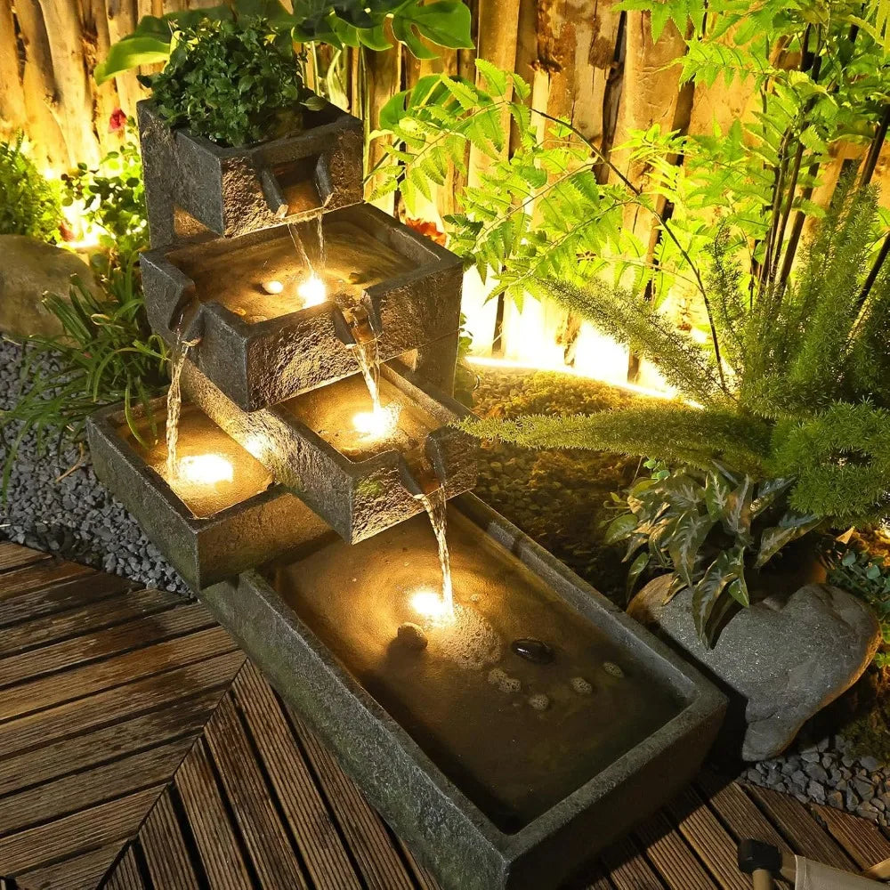 Modern Tiered Water Fountain for Outdoor Garden Elegance