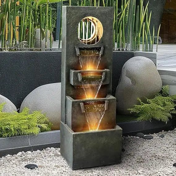 Modern Indoor Outdoor Waterfall Fountain 39 Tall 4 Tier