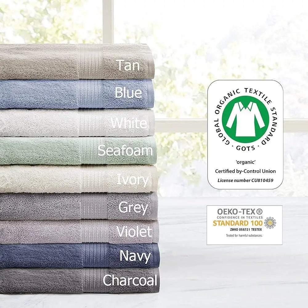 Organic Cotton Bath Towel Set Absorbent Quick Dry OEKO TEX