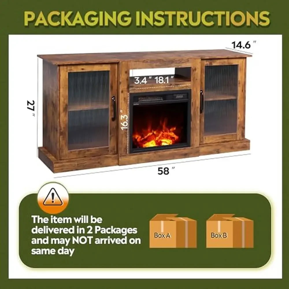 Entertainment Center 65 Inch TV Stand Electric Fireplace