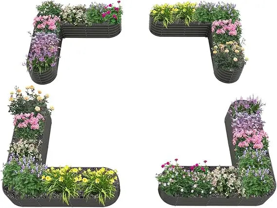 Anleolife 2 Pack L Shaped Galvanized Raised Garden Beds