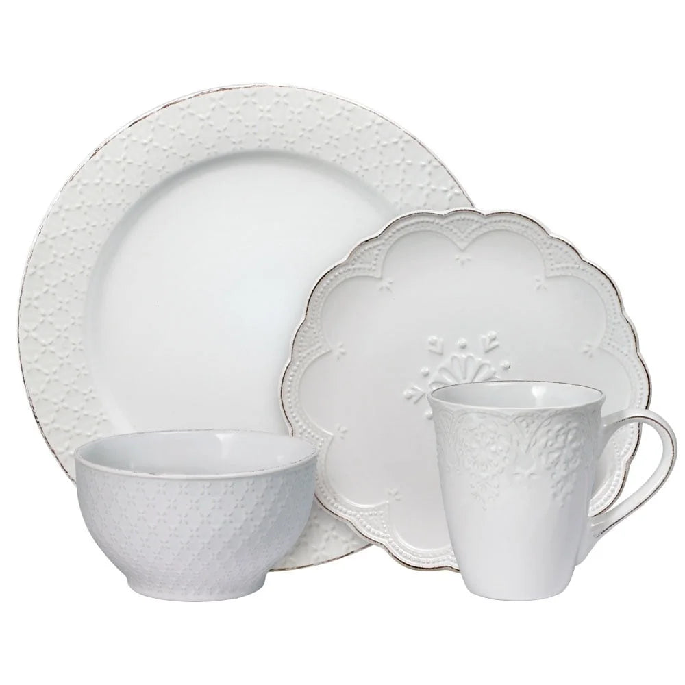 DUTRIEUX French Lace Stoneware Dinnerware Set Vintage